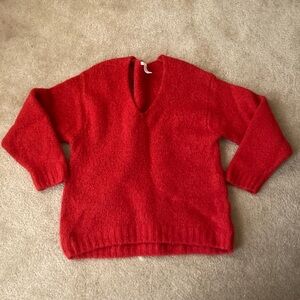 H&M Bold Red V-Neck Sweater